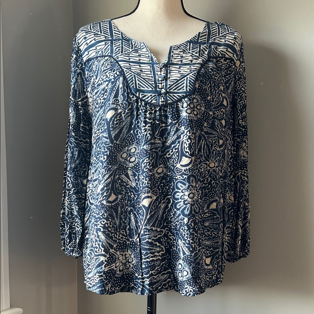 Lucky Brand Batik Peasant Blouse